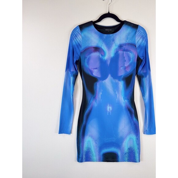 White Fox Boutique Womens Dress Blue Milky Way Soulmate Mini Bodycon Y2K Small - Picture 6 of 12